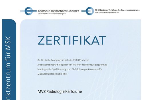 Qualifizierung zum DRG-Schwerpunktzentrum für Muskuloskelettale Radiologie